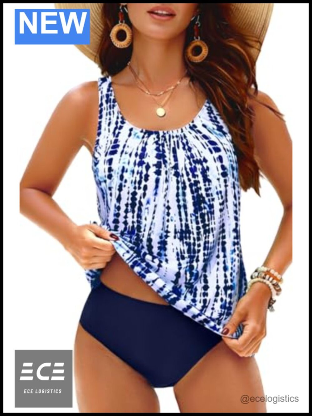 Two Piece Tankini Swimsuits Blouson Tankini Full Coverage